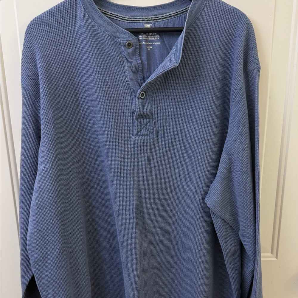 Faded Glory Men's Slate Blue Waffle Henley Pullover